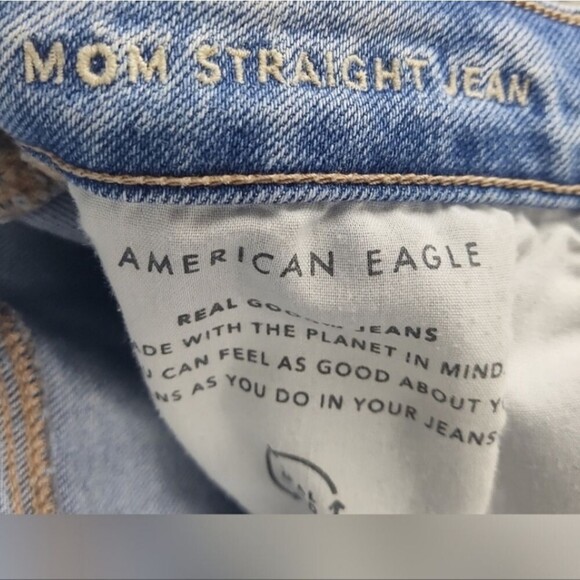 American Eagle Mom Straight Jean Size 10 Stretch Distressed - Picture 4 of 5